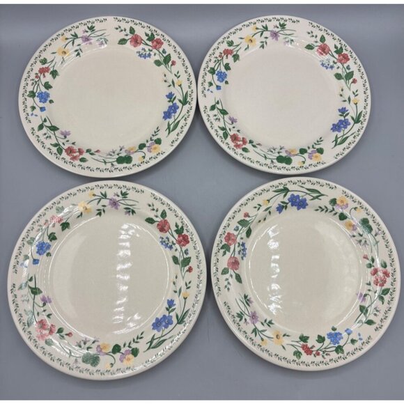 Farberware English Garden Stoneware  4241 Floral Salad Plates Set Of 4 - Picture 1 of 6